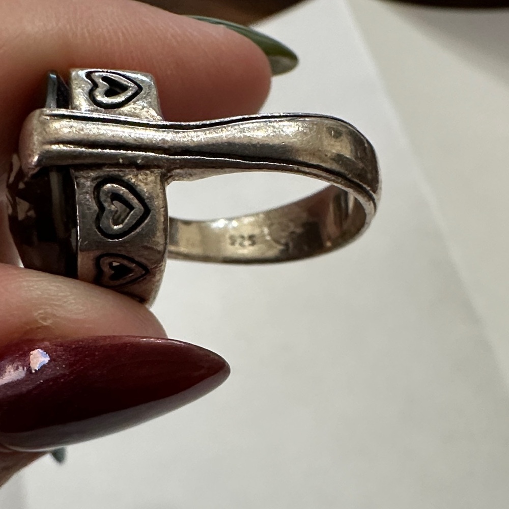 Silver Heart Pattern Brighton Ring - image 3